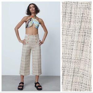 NWT. Zara Buttoned Straight Leg Culottes. Size L.